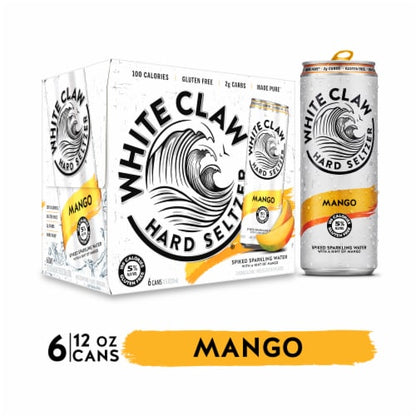 white claw MANGO, 6 pack, 12 Oz, can