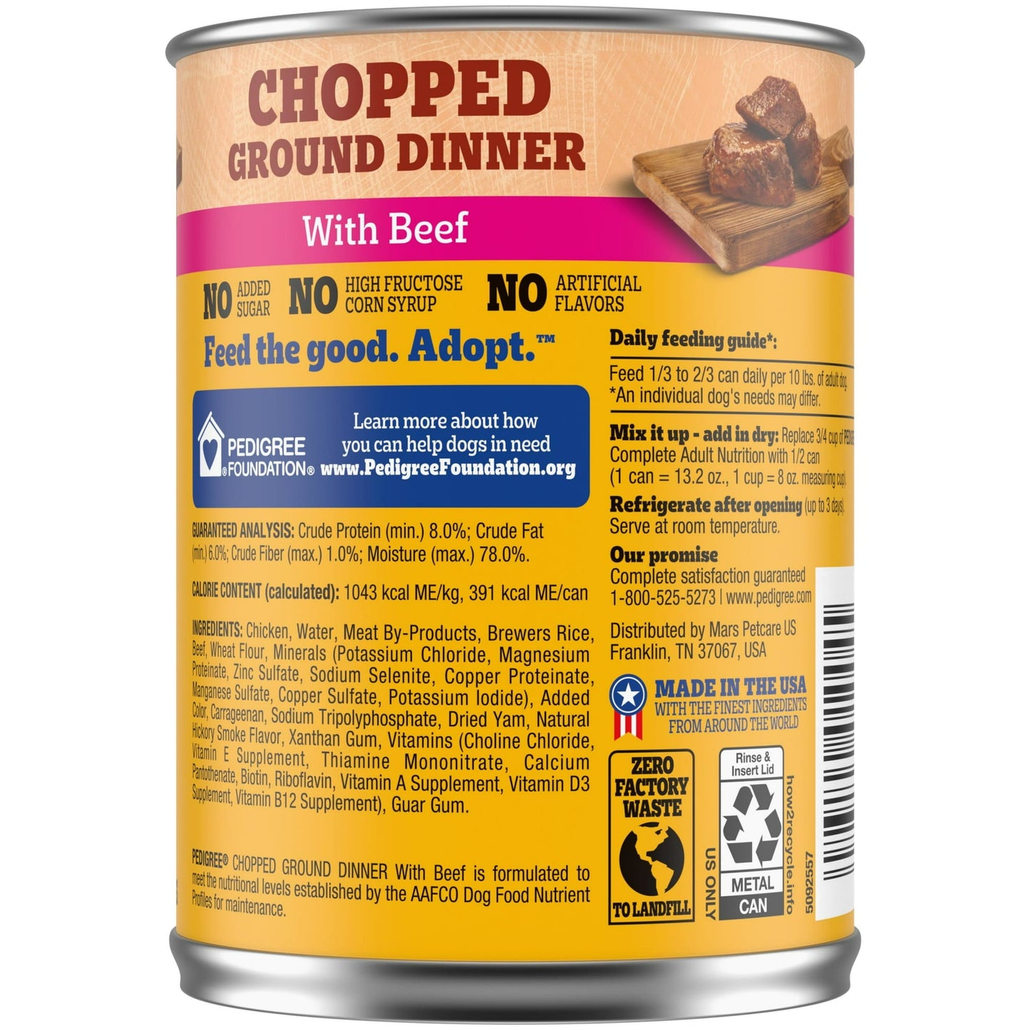Pedigree:Meaty Ground Dinner w/Chopped Beef 13.2 Oz