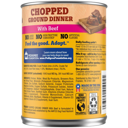 Pedigree:Meaty Ground Dinner w/Chopped Beef 13.2 Oz