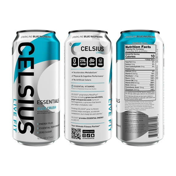 Celsius Live Fit Blue Raspberry, 16 oz, Can