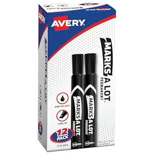 Avery Marks-a-lot Permanent Marker Chisel Point, Black