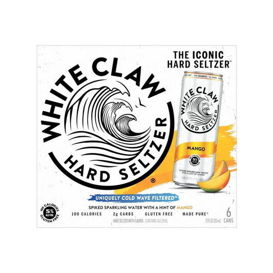 white claw MANGO, 6 pack, 12 Oz, can
