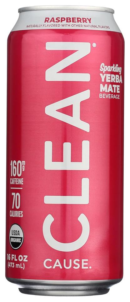 Clean Cause Yerba Mate Raspberry, 16 oz, Can