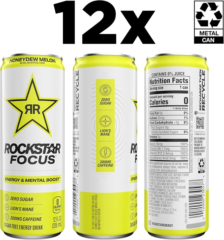 ROCKSTAR FOCUS honeydew melon 12 oz can