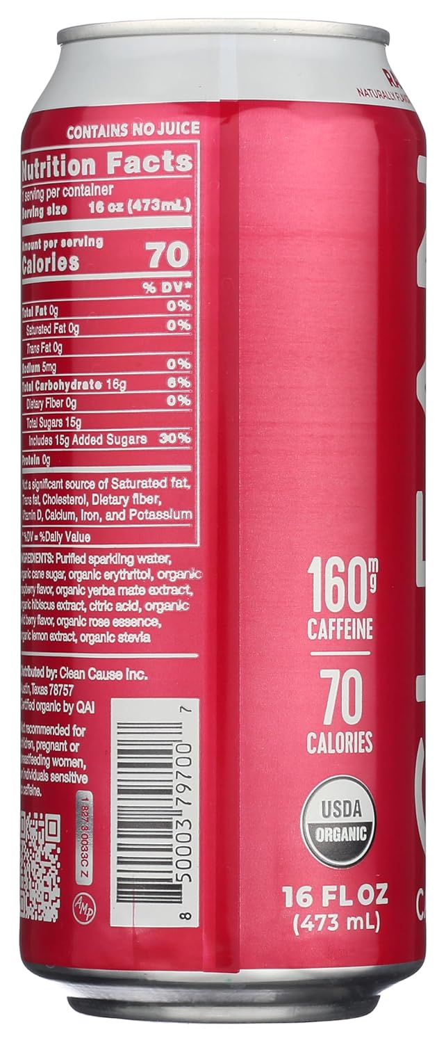 Clean Cause Yerba Mate Raspberry, 16 oz, Can