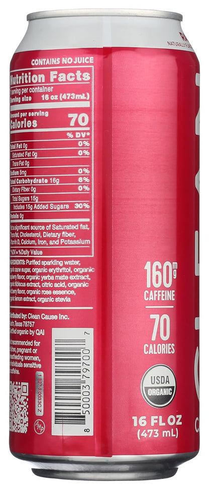 Clean Cause Yerba Mate Raspberry, 16 oz, Can