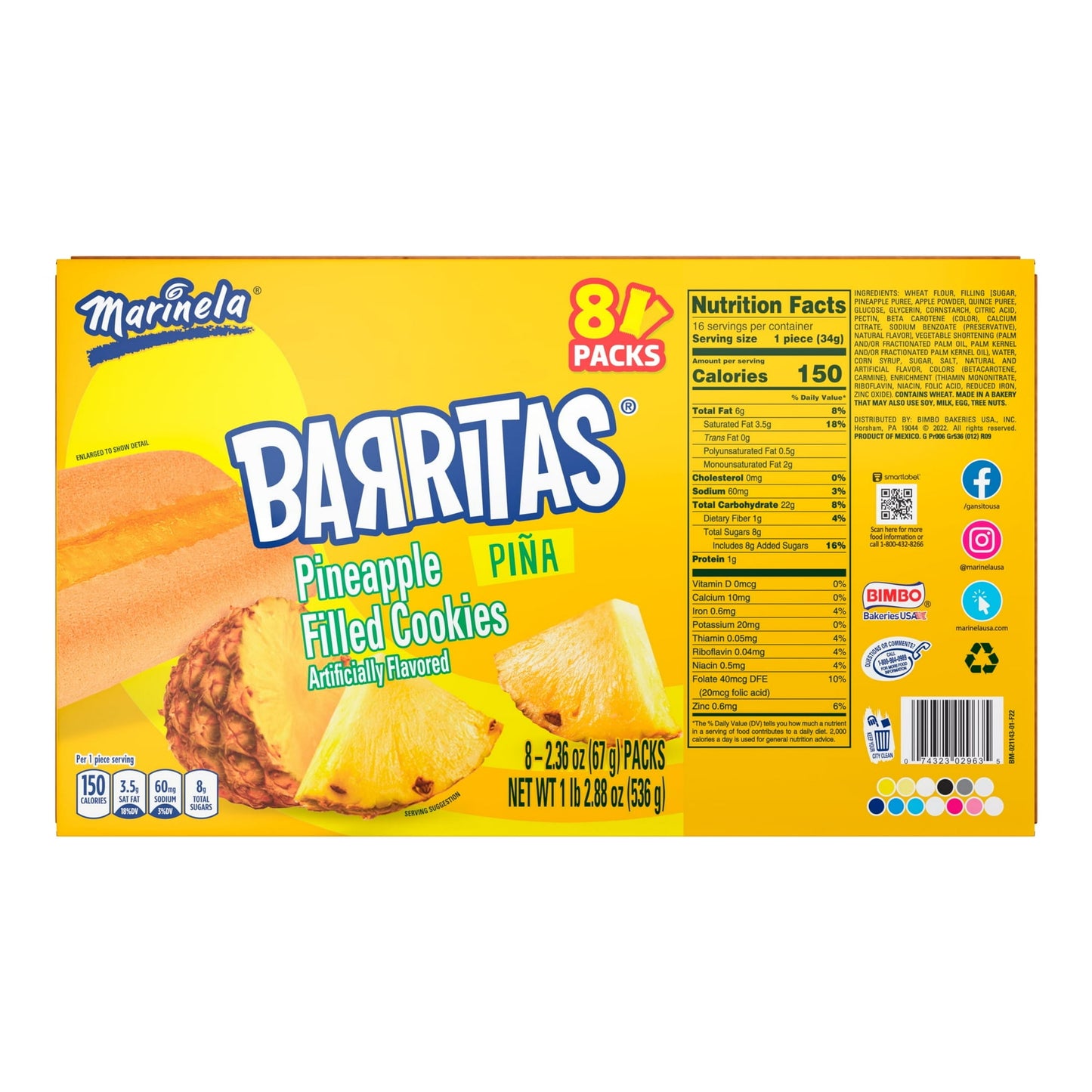 Marinela Barritas Pineapple Filled Cookies