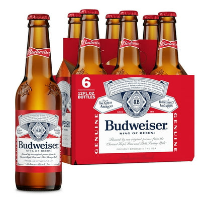 Budweiser, 6 Pack, 12 oz, Bottle