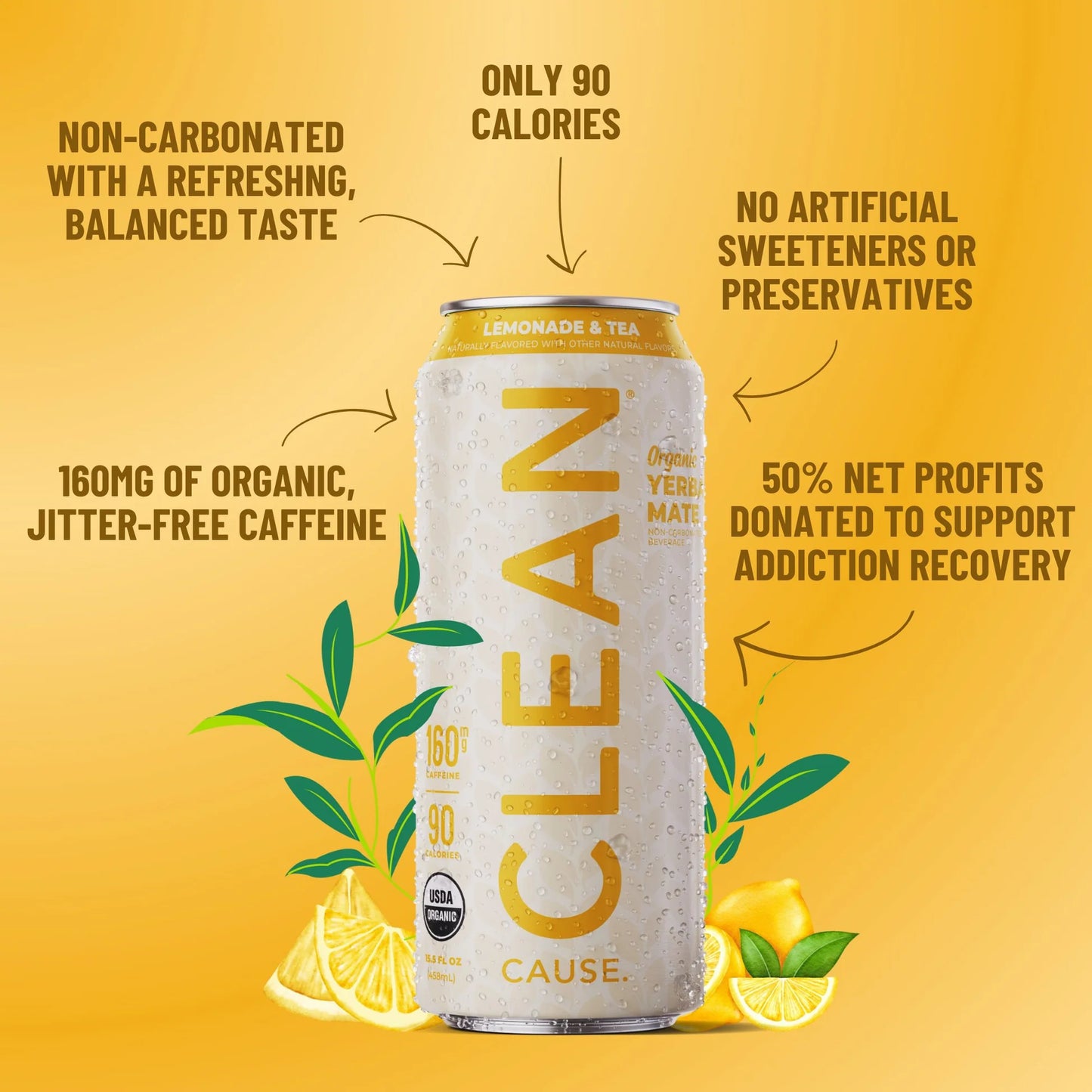 Clean Cause Lemonade And Tea, 15.5 Oz, Single, Can