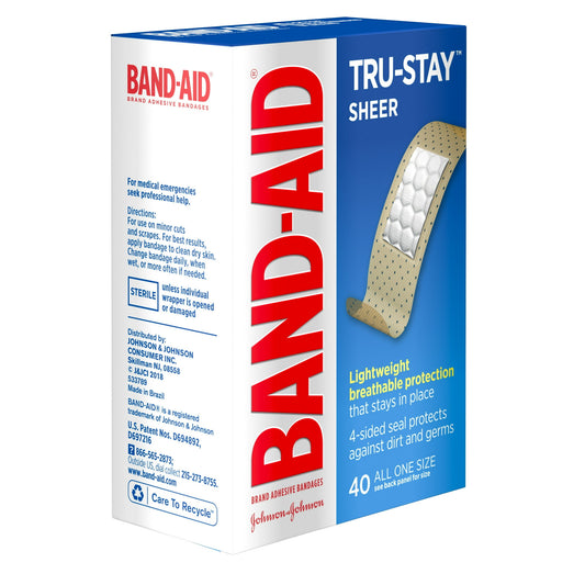 Band-Aid Brand Adhesive Bandages:Sheer Strips 40 Ct All One Size