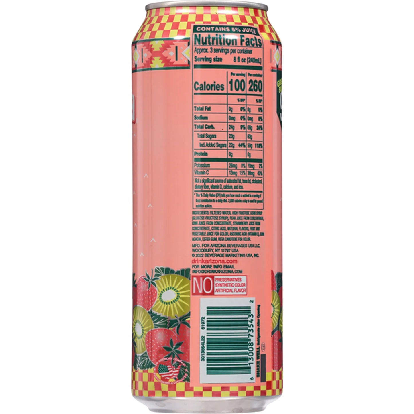 Arizona: Kiwi Strawberry, 22oz, Can